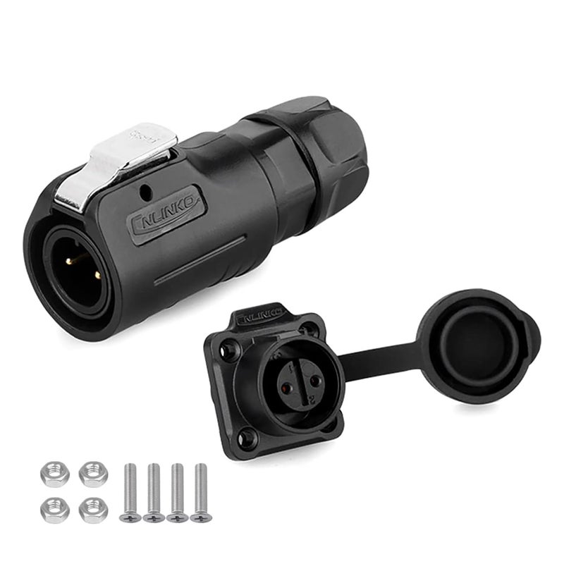CNLINKO M12 Waterproof Connector PBT Plastic DC 12V Cable Panel Mount for AV System (2 Pin) - Image 1